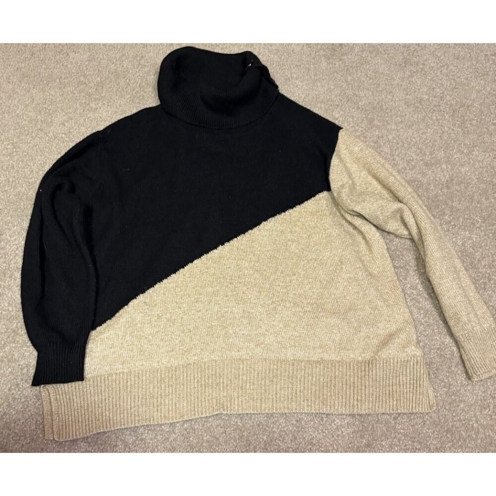 Women’s Lane Bryant Black Gold Cowl Neck Sweater Size 18 / 20 Button Trim